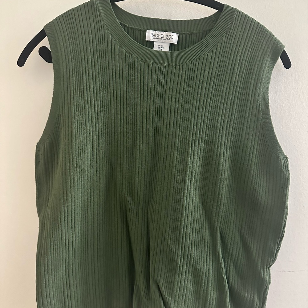 Rachel Zoe Olive Ribbed Tank Top